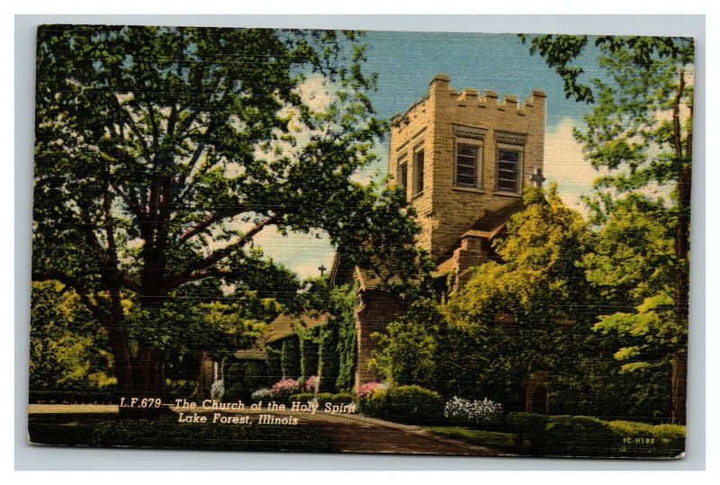 Vintage 1940's Postcard Episcopal Church of the Holy Spirit Lake Forest Illinois