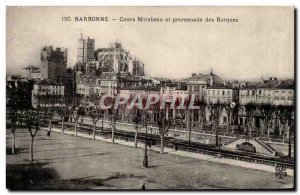 Narbonne - Cours Mirabeau and ride boats - Old Postcard