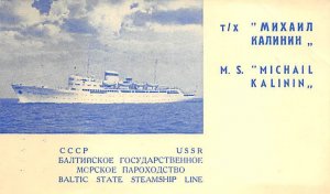 M.S. Mikhail Kalinin Trade Card, Non  backing M.S. Mikhail Kalinin, Baltic St...