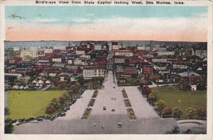 Iowa Des Moines Birds Eye View From State Capitol Looking West 1926