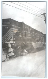 c1950's Rock Island Diesel Train Cedar Rapids Iowa IA RPPC Photo Postcard