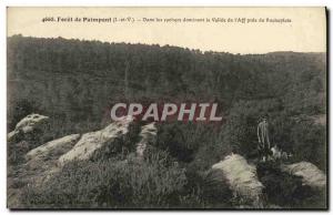 Old Postcard Forest of Paimpont in the rocks overlooking the valley of Aff ne...