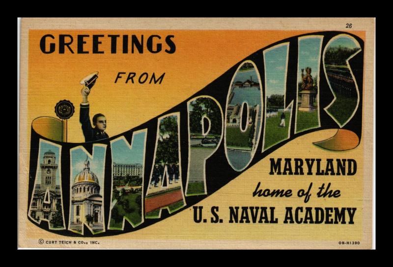 GREETINGS FROM ANNAPOLIS MARYLAND LARGE LETTERS