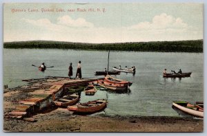 K48/ Rock Hill New York Postcard c1910 Hunters Camp Yankee Lake Boats 447