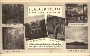 Stone Lake Wisconsin WI Gerlach Island Multi-View Vintage Postcard