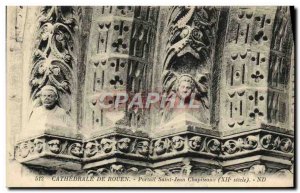 Old Postcard Rouen Cathedral Of St. John Portal Capitals