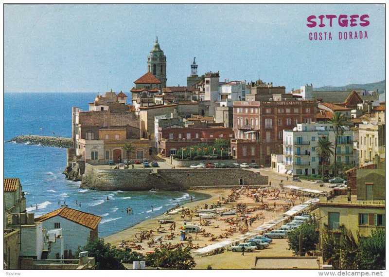 La Punta and Sant Sebastia Beach, SITGES, Spain, PU-1973