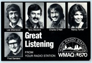 CHICAGO, IL ~ Radio Station WMAQ - LEE SHERWOOD, Terry Stevens 4.5x7  Postcard