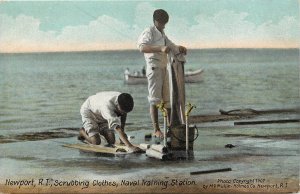 Vintage Postcard Newport RI Scrubbing Clothes Naval Training Station