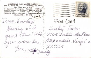 Colonial Inn Motor Lodge State St Rockford Illinois Ill I 90 1967 Pm Postcard 