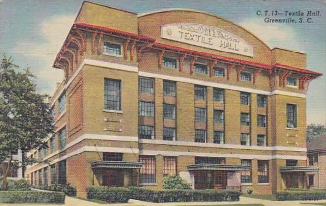 South Carolina Greenville Textile Hall 1954 Curteich