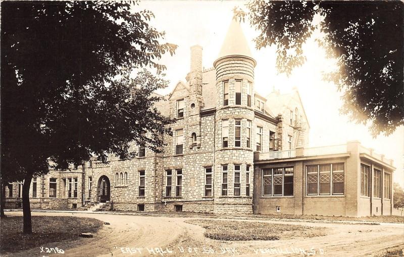 Vermillion South Dakota~University of South Dakota~East Hall~1930s RPPC Postcard