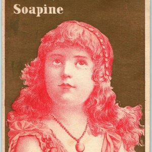 c1880s Soaping Large Girl Victorian Trade Card Red Gold Gilt Background 5.2 C24