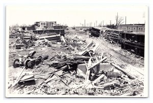 1955 Udall Kansas Tornado Disaster RPPC Postcard The Elevator Was Blown Away