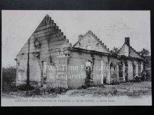 WW1 German Devastation in France on the AISNE, Burnt Houses 