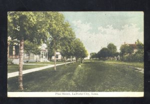 LAPORTE CITY IOWA PINE STREET SCENE RESIDENCE VINTAGE POSTCARD