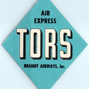 c1950s Braniff Airways, Inc. Luggage Label TORS Air Express Airplane Diamond C42