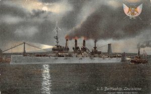 U.S. BATTLESHIP LOUISIANA SHIP MILITARY POSTCARD (1908)