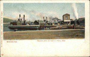 Messina Italy Stazione porto Ferry Port Harbor c1910 Vintage Postcard