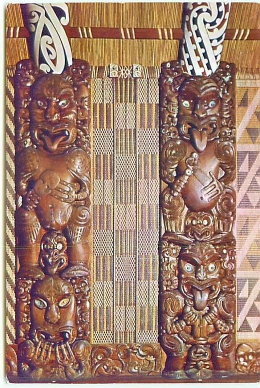  Postcard New Zealand Carved Panels Tukutuku Kaokao Free Shipping  # 2371