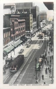 Canada VANCOUVER Hasting Street West tramway real photo postcard 