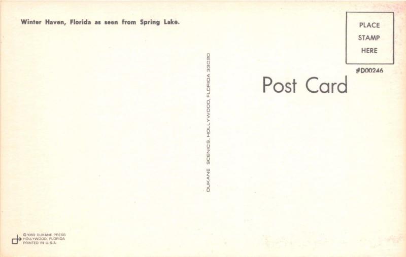 WINTER HAVEN FLORIDA AS SEEN FROM SPRING LAKE POSTCARD 1960s