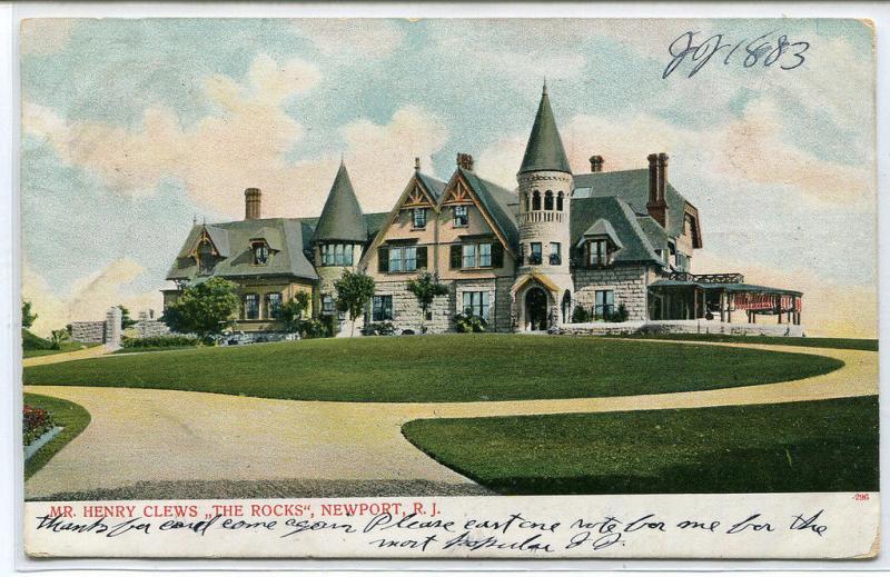 Henry Clews The Rocks Residence Newport Rhode Island 1907 postcard