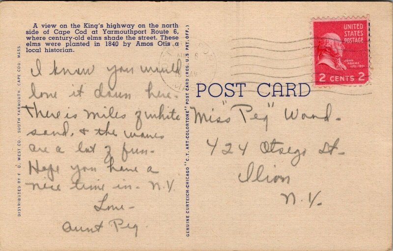 Vtg Cape Cod Massachusetts MA The King's Highway Residential 1940s Postcard