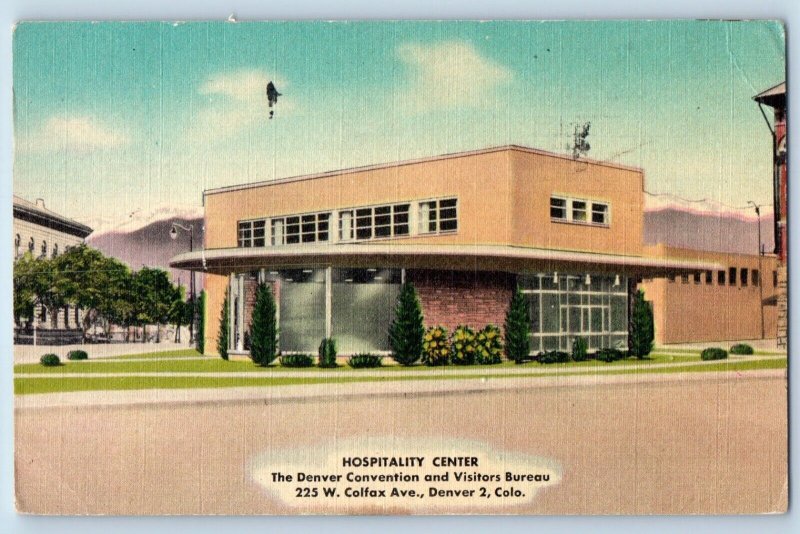 Denver Colorado CO Postcard Hospitality Center Convention Colfax c1957 Vintage