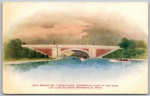 Minneapolis Minnesota c1910 Postcard Park Bridge Lake Of Isles And Calhoun