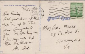 USA Roller Dam Davenport Iowa Linen Postcard C005