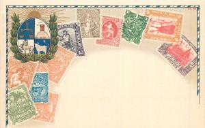 Stamps of Uruguay with coat of arms by Ottmar Zieher chromo litho postcard
