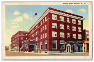 1942 Beckley Hotel Restaurant Building US Flag Beckley West Virginia WV Postcard