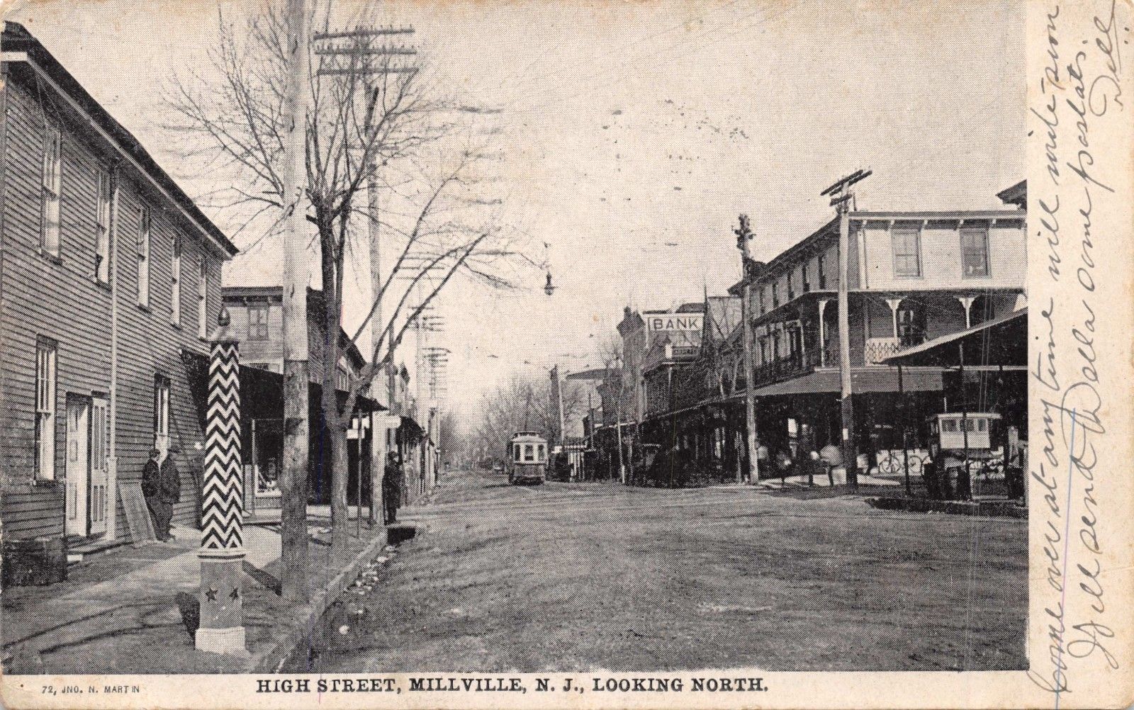 Millville NjHigh Street Looking NorthTrolleyStorefronts Postcard
