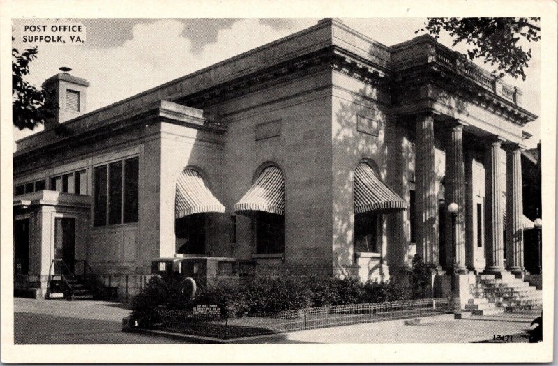 Postcard United States Post Office in Suffolk, Virginia 