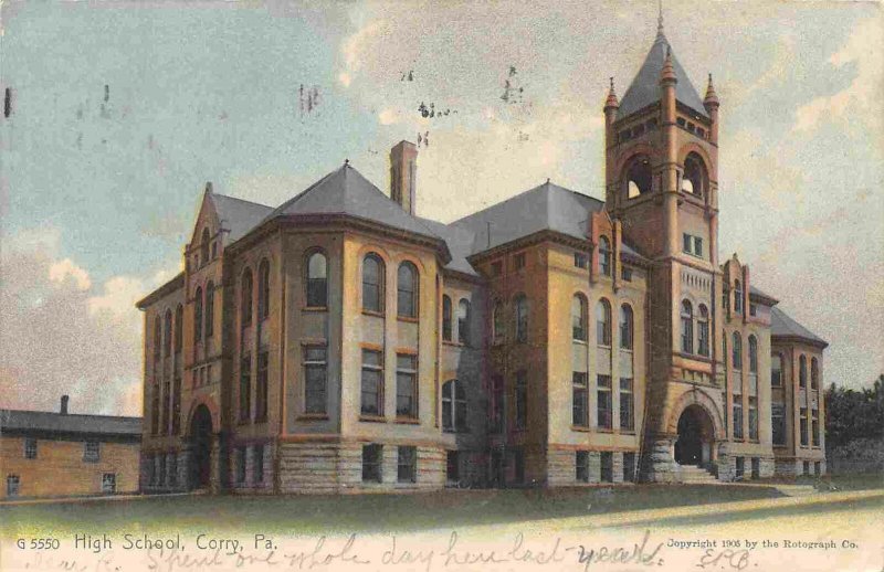 High School Corry Pennsylvania 1906 Rotograph postcard
