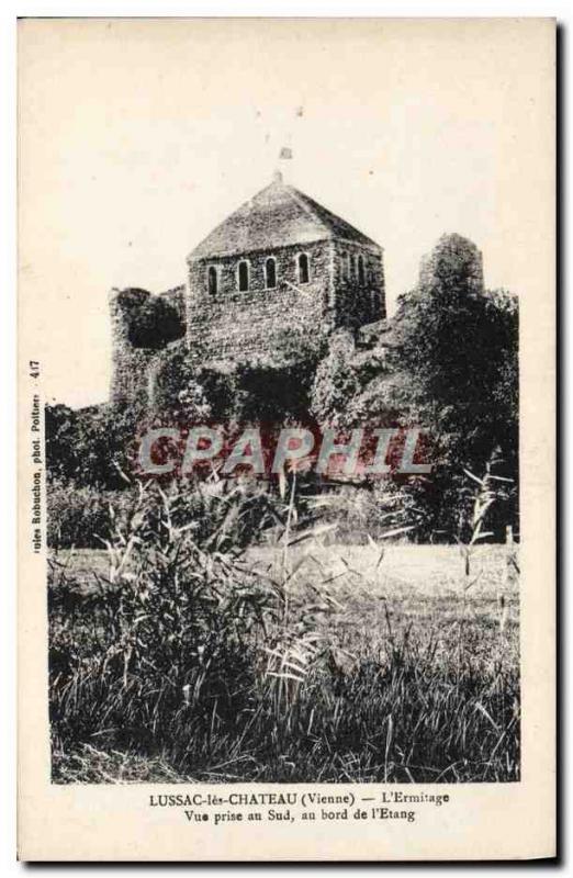 Old Postcard the Lussac Chateau L & # 39Ermitage View taken south to the edge...