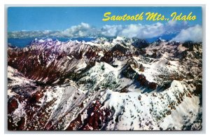 Aerial View Sawtooth Mountains Idaho ID UNP Chrome Postcard E19