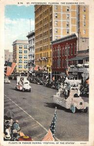 St Petersburg Florida Festival Of States Float Parade Antique Postcard K63769