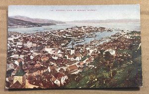 VINTAGE  .01 UNUSED POSTCARD - GENERAL VIEW OF BERGEN, NORWAY