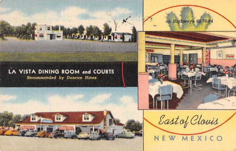 Clovis New Mexico La Vista Dining Room and Courts Duncan Hines Postcard AA40895