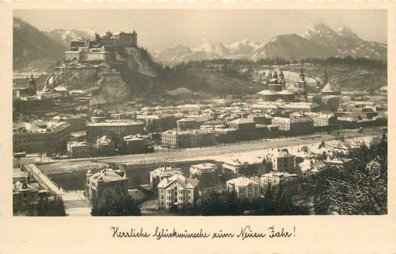 Salzburg panorama real photo postcard Austria