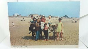 Vintage Postcard Children Riding Donkeys on the Sands at New Romney Posted 1983