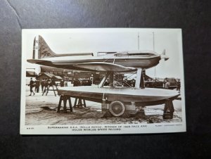 Mint England Aviation Postcard Supermarine S6A Rolls Royce Schneider Race Winner