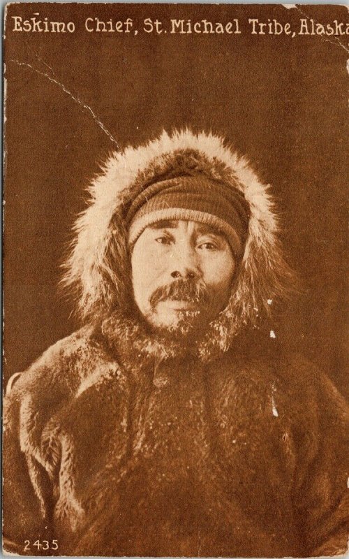 Eskimo Chief St. Michael Tribe Alaska AK 1920 Mitchell Litho Postcard E74 *as is