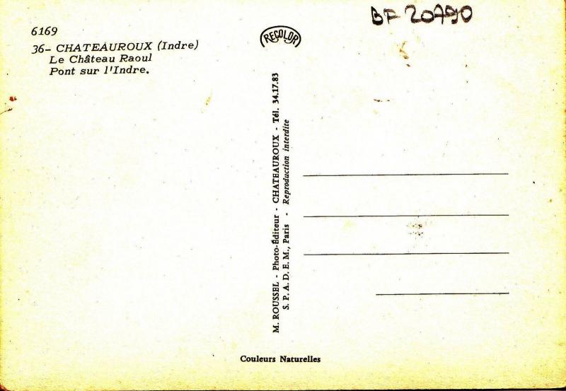 BF20790 chateauroux indre le chateau raoul france   front/back image