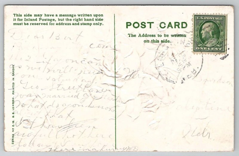 Pink Red Roses Greetings 1909 Davidson Family Long Pine NE Postcard A36