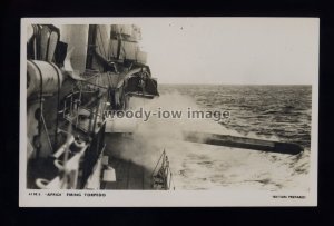 na9914 - Royal Navy Warship - HMS Afridi (firing Torpedo) - postcard