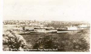 Postcard RPPC View of Ships from Magnolia Bluff in Seattle, WA.      aa6