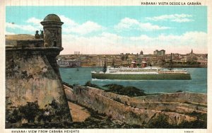 Vintage Postcard Visda Desde La Cabana View From Cabana Heights Havana Cuba